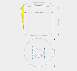 75MM X 75MM 雙層(白+黃)紙卷 75NC